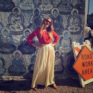 Vintage Red Silk Blouse & 1-of-kind hi-waist pants